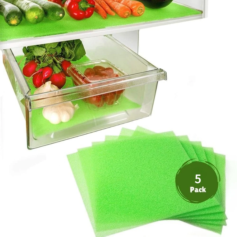 Fruit & Veggie Life Extender Drawer Liner - Refrigerator Organizers and Storage, Fridge Shelf Liners Reusable Absorbs Moisture