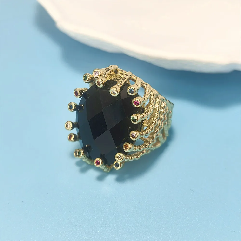 1Pcs Goden Plated Natural Stone Ring,Weaving Design Cubic Zirconia Fashion Jewelry Suitable For Valentine\'s Day Gifts RG057