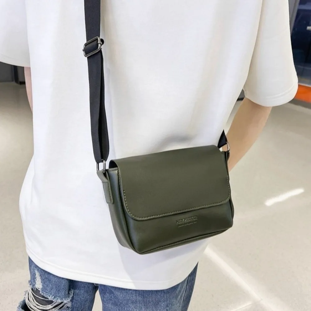 

Square Men's Messenger Bag Solid Color Large Capacity PU Leather Shoulder Bag Adjustable Strap Minimalist Crossbody Bag Travel