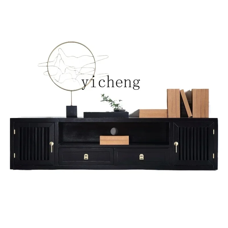 

modern new Chinese solid wood TV cabinet high-end multi-functional storage combination