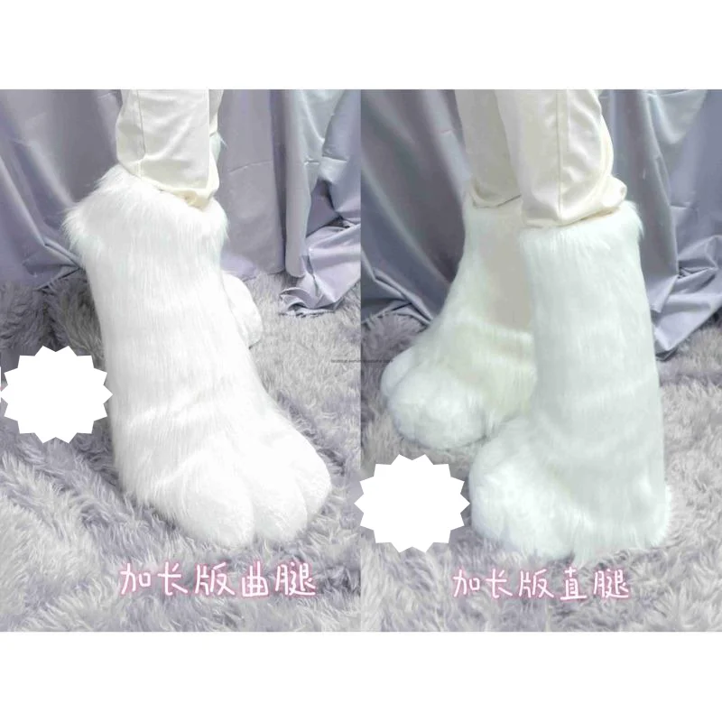 White Fur Shoes  KIG-style Universal Extended Version Of Curved-leg And Straight-leg Animal Feet For Animal Kig Shoes