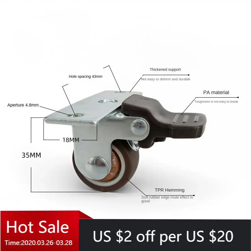 

4PCS Side Brake Casters for Island Cabinets And Drawers - Straight-Line Braking Super Silent Furniture Wheels