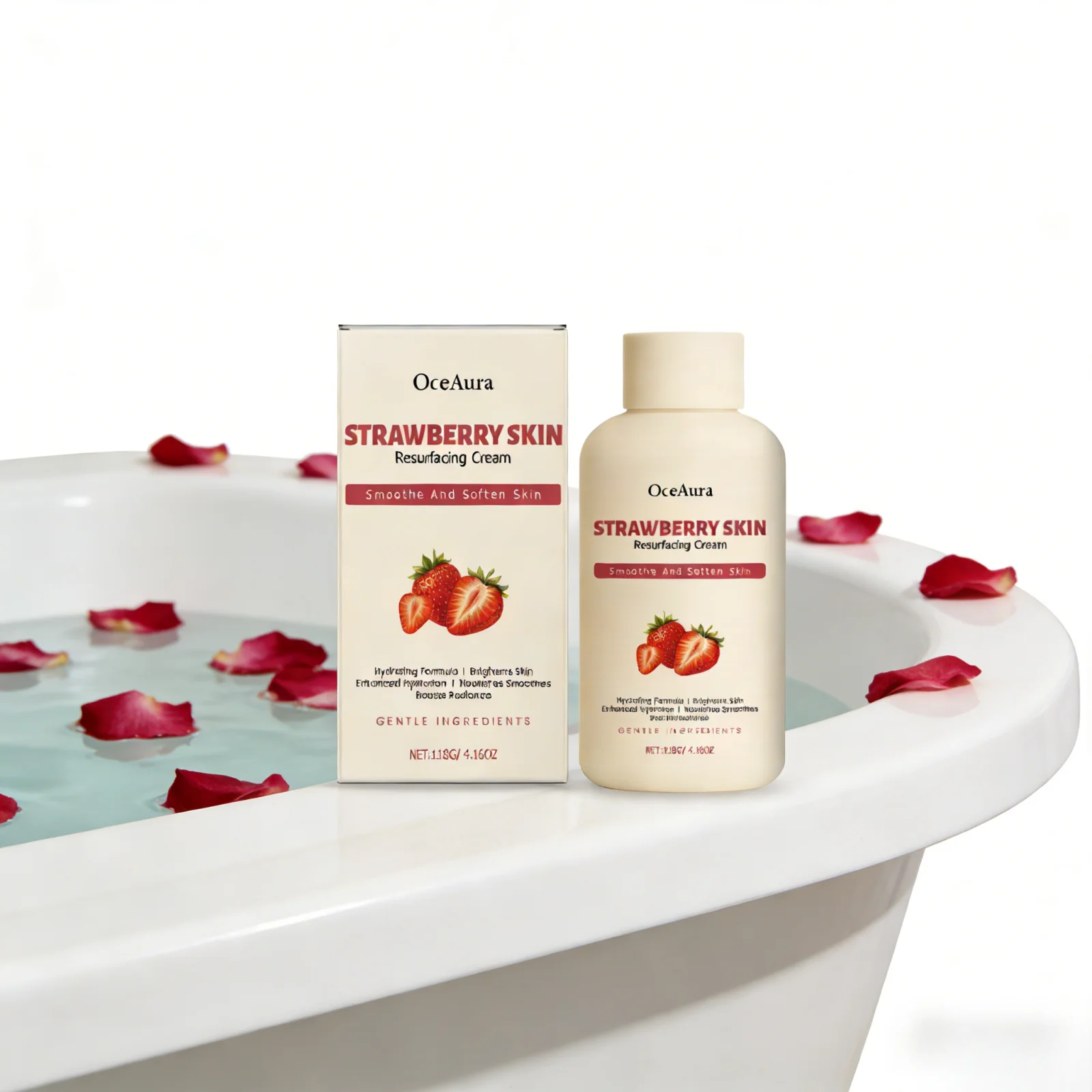 OceAura Strawberry Body Cream Salicylic Acid for Acne Remover Lighten Skin Resurfacing Glycolic Acid Moisturizing Body Cream - view 6