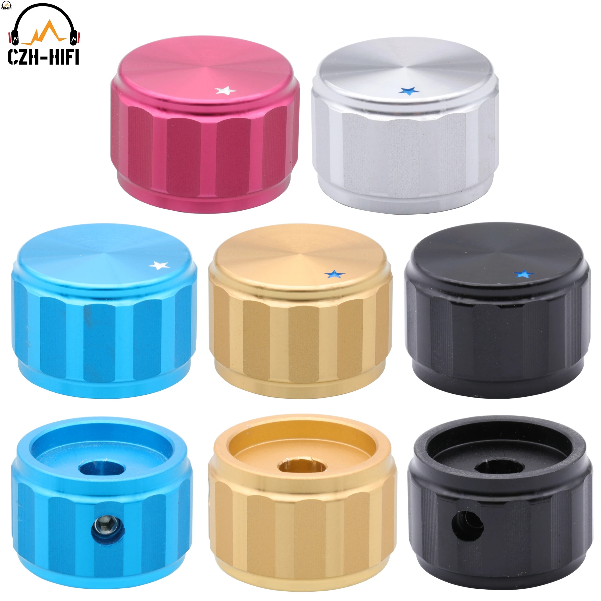 

25x16mm CNC Machined Solid Aluminum Knob button for Audio Amplifier Turntable Radio Volume Potentiometer Subwoofer CD Guitar AMP