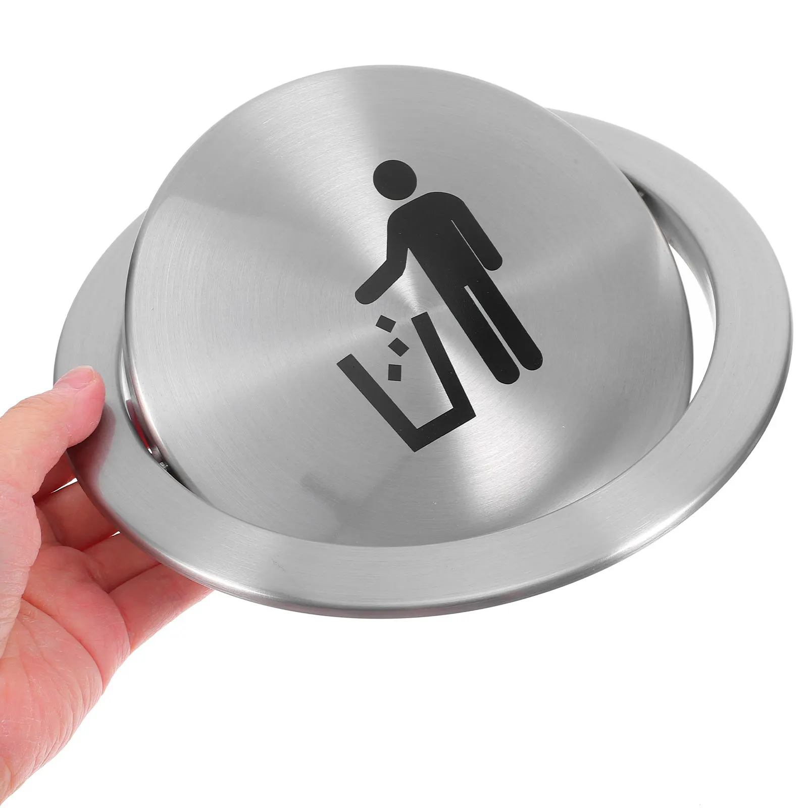 

Silver Recessed Stainless Steel Trash Bin Lid Swing Top Cover for Kitchen Bathroom Countertop Trash Can Garbage Can Lid