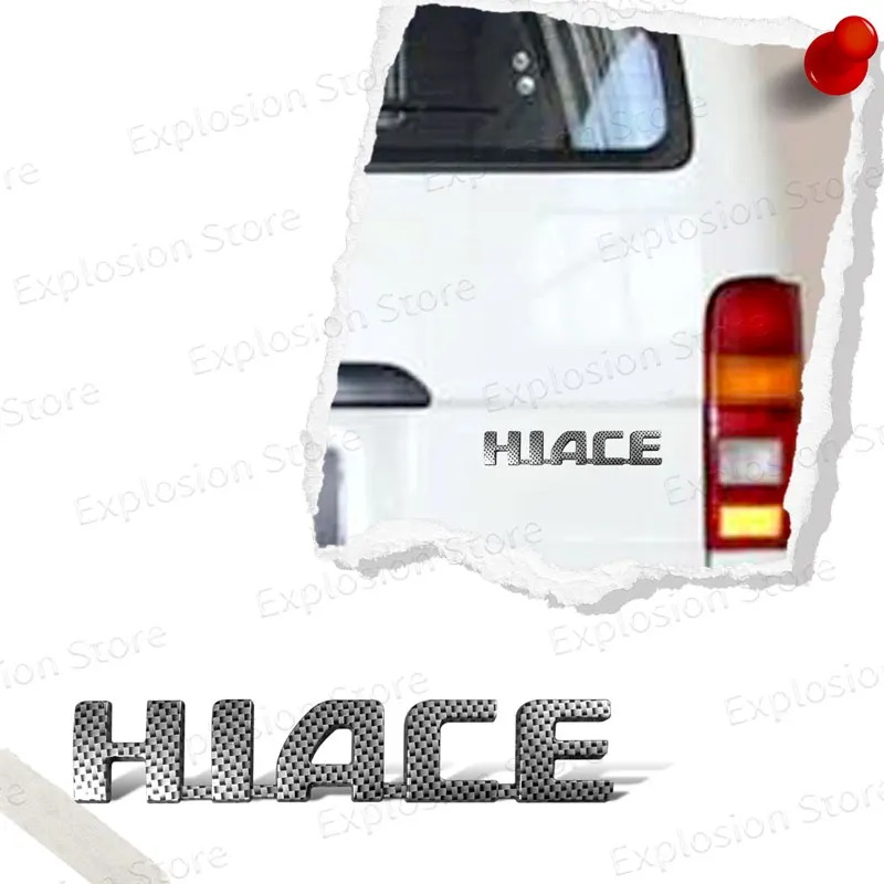 1Pcs ABS Plastic HIACE Letter Logo Car Fender Side Emblem Sticker Rear Bumper Tail Door Trunk Decal Decoration Accessories