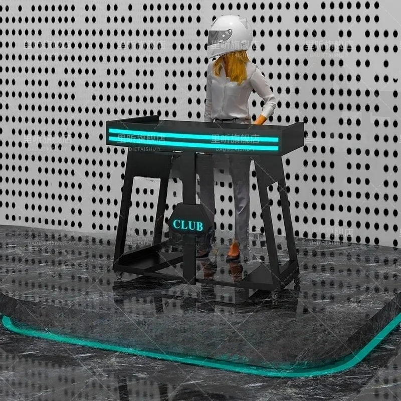 

ss C Bar DJ DJing table, wrought iron stainless steel KTV party room, luminous DJ table, nightclub mobile DJing table customizat