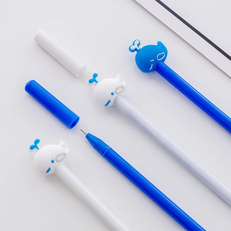 48 Pcs Creative Deep Sea Small Blue Whale Neutral Pens Set Black Water Pen Student for Writing Stationery School Supplies