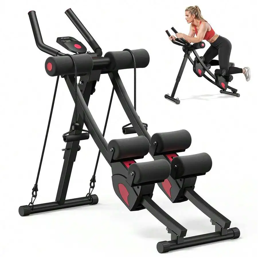 Ab Machine, Adjustable Ab Trainer Machine, AB Workout Equipment For Home Gym, Independent Dual Tracks For Mountain Climber, Fold