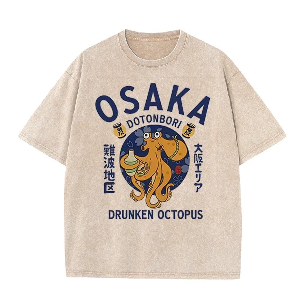 2026 Japanese Osaka Dotonbori Drunken Octopus Food Lover Funny Graphic Tee Shirt Mens Women Fashion High Quality Cotton T-Shirts