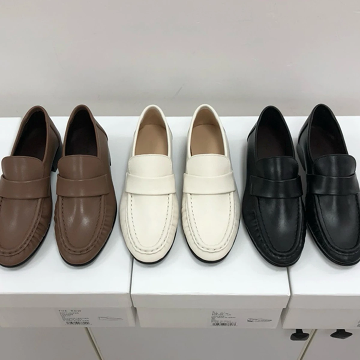 

Jenny&Dave Genuine Leather Nordic Minimalist And Fashionable Leather Flat Shoes Women Commuter Leisure Slip-On Loafers Shoes