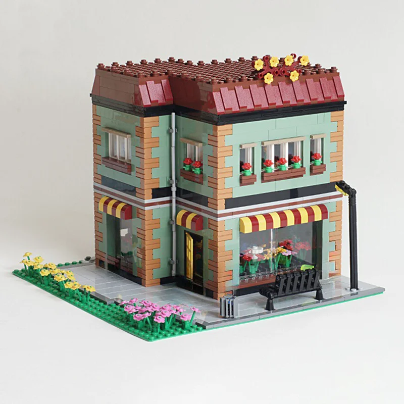 

1523pcs MOC Flower Shop Modular Streetscape Model Building Blocks Architecture Toy Christmas Gifts Brick Kids Education DIY