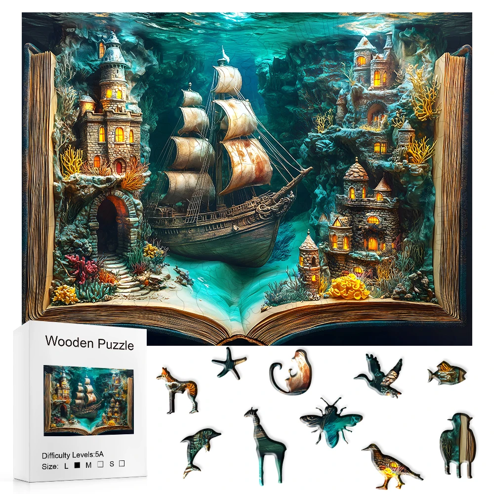 Wooden Animal Puzzle with Beautiful Girl Design - Brain-Twister Jigsaw for Kids & Adults, Home Decor, Holiday Gifts & DIY Toys