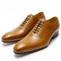 Genuine Leather Plain Toe Office Men Formal Oxford Dress Shoes  for Men's Leather Pointed Toe Shoes Officer