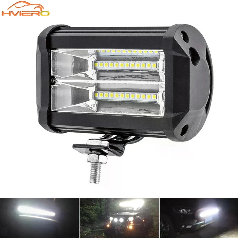 ضوء بار العمل الأضواء 12 فولت LED 72 واط مقاوم للماء المصباح شاحنة القيادة الطرق الوعرة قارب سيارة جرار Led مصباح اكسسوارات السيارات