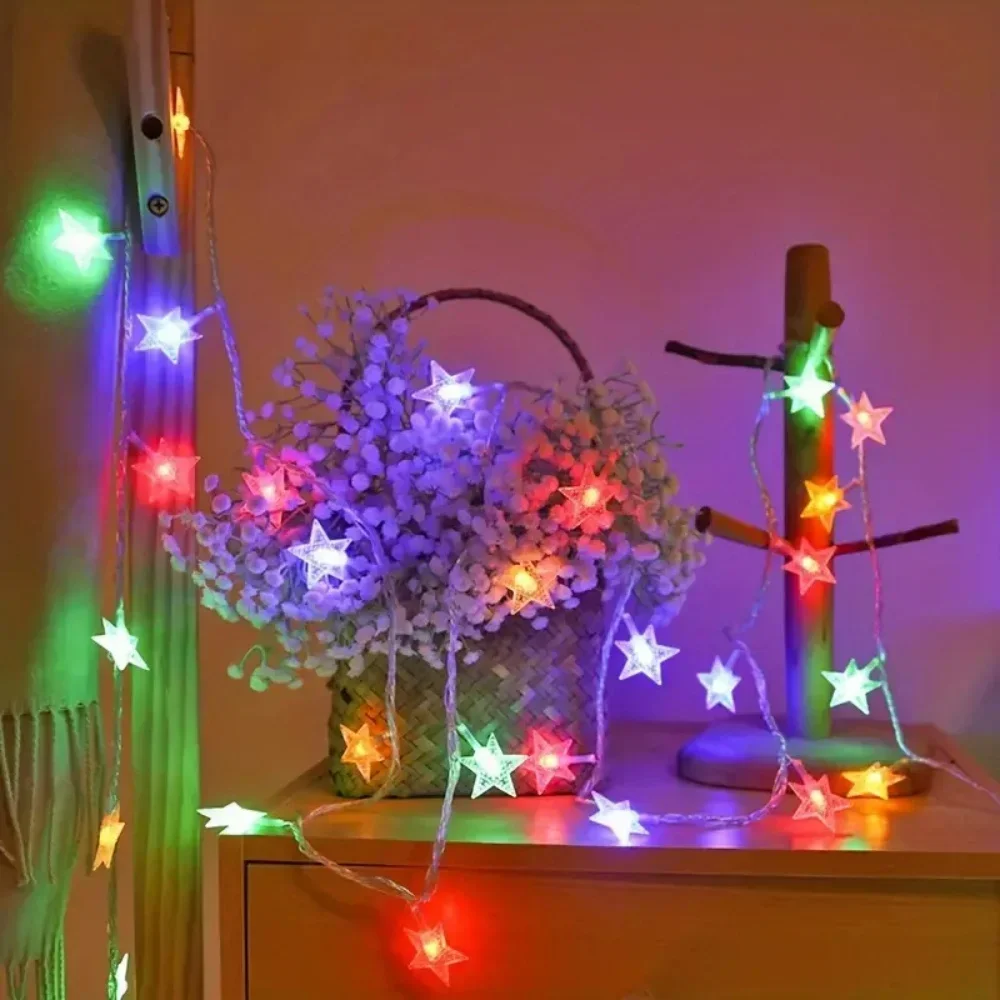 

Гирлянда со светодиодной звездой, сказочные гирлянды, рождественское украшение для свадебной комнаты, уличная вечеринка, атмосфера, гирлянда, лампа с питанием от батареи