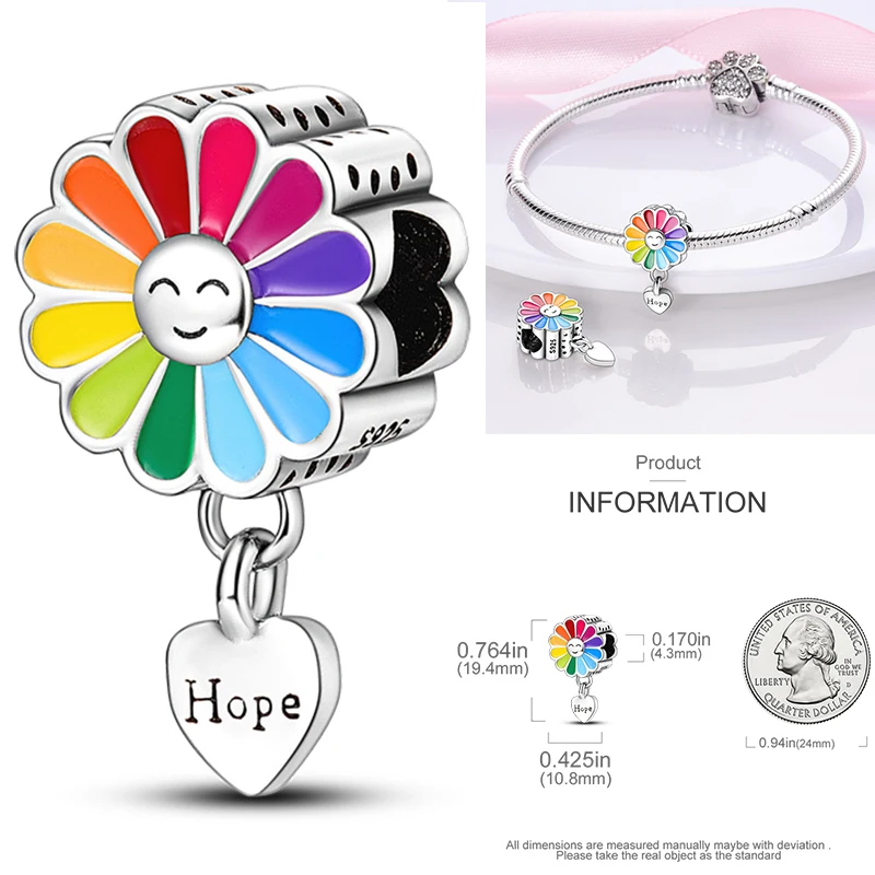 Katzen- und Sonnenblumen-Charm aus 925 Sterling Silber, gelbe Blume, Sonnenblume, Hausperlen, passend für Original-Armreifen, Damen-DIY-Schmuck – Detail 18