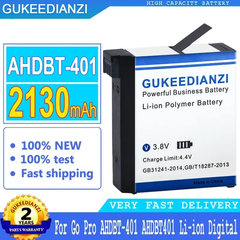 Gukeedianzi Batterie Ersatz für Gopro Held 4, 2130mah, für Gopro Hero4, für Gopro AHDBT-401, Action Kamera, Track, nein