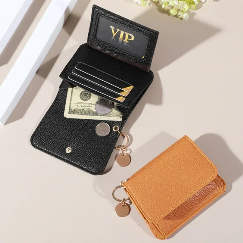 Dompet Lucu Baru untuk Wanita, Dompet Kecil dengan Kancing untuk Kartu Kredit, Dompet Koin Kulit PU untuk Wanita, Dompet Pendek untuk Wanita