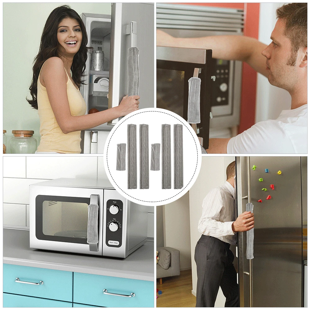 

6Pcs Refrigerator Handle Covers Fabric Protector Kitchen Appliance Handle Cover Prevent Stains Fingerprints Oven Fridge Freezer