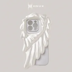 Pre-sale model, suitable for iPhone, silk white wing mobile phone case, 3D printing customisation, seven to ten days