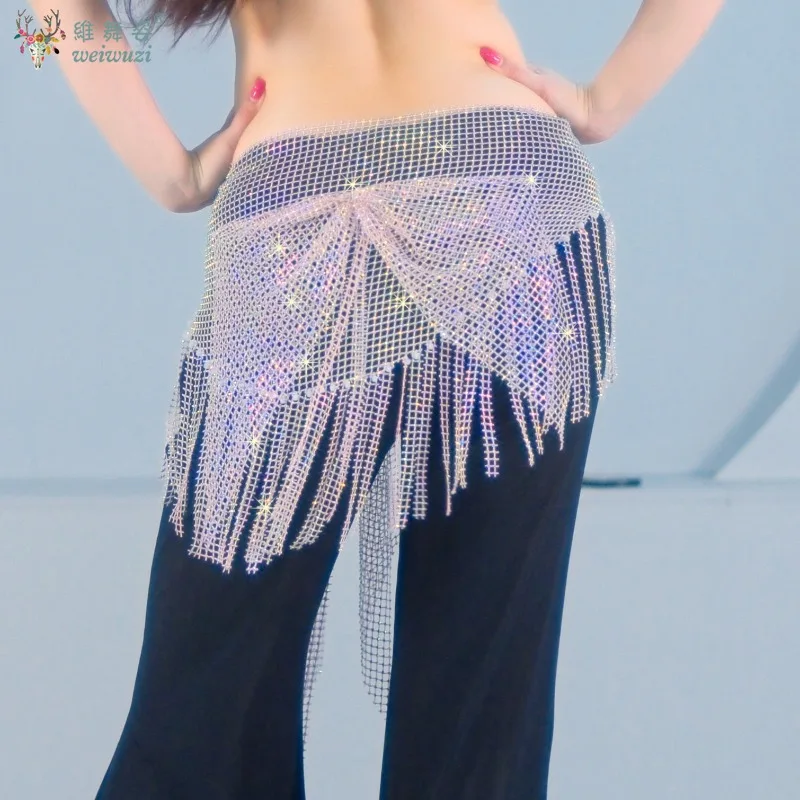New Belly Dancing Performance Belt for Women Senior Full Diamond Tassel Hip Scarf Adult Oriental Dance Competition Accessories