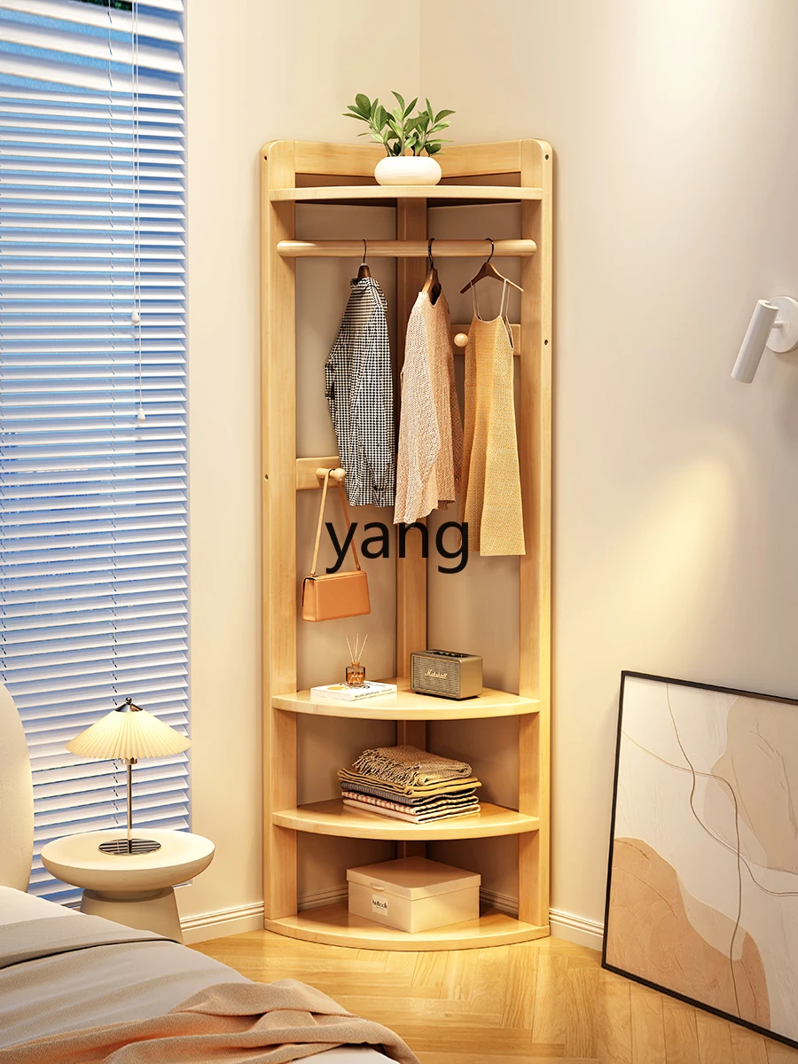 Yjq floor hanger bedroom corner coat rack small household indoor living room solid wood