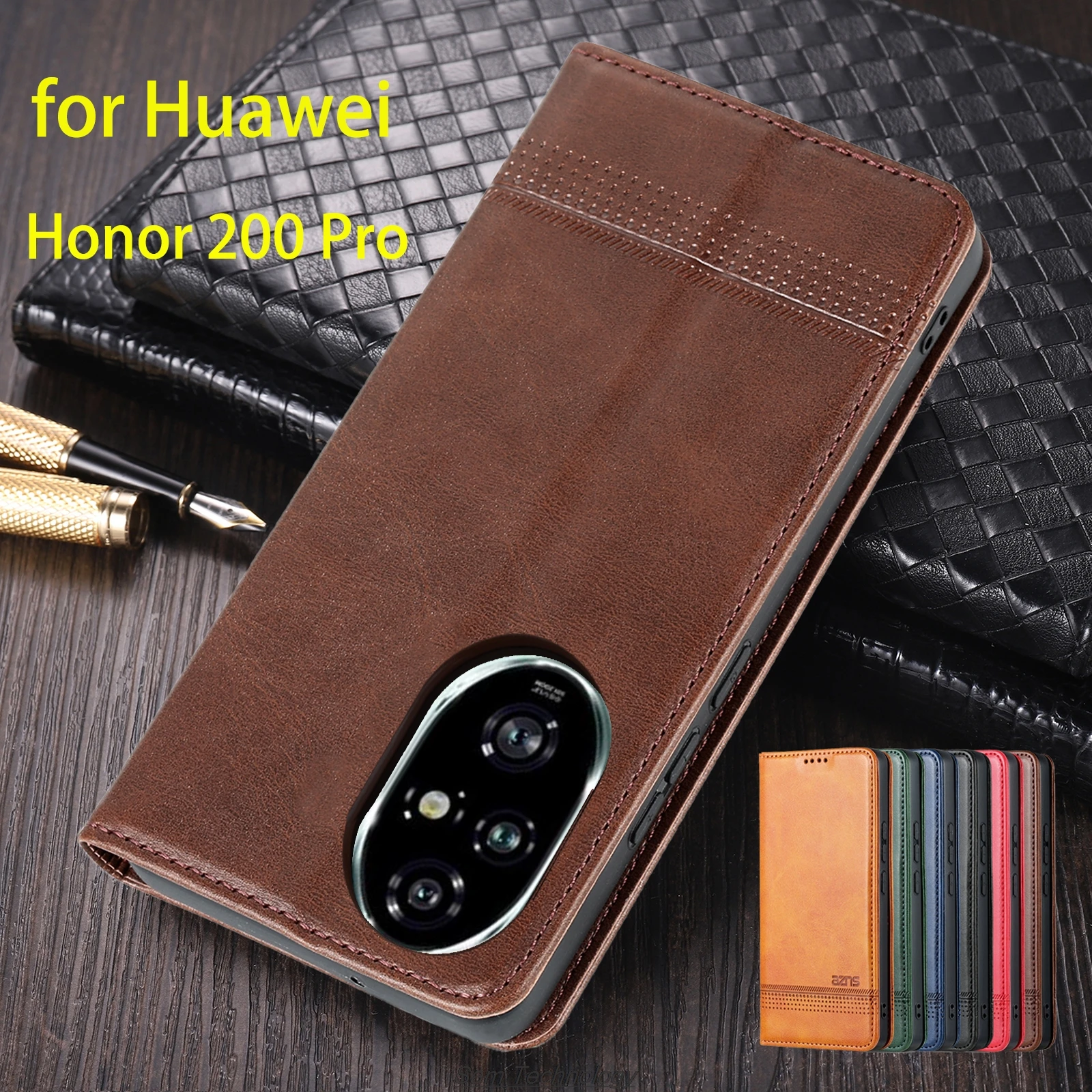 

Deluxe Magnetic Adsorption Leather Fitted Case for Huawei Honor 200 Pro 200Pro Flip Cover Protective Case Capa Fundas Coque