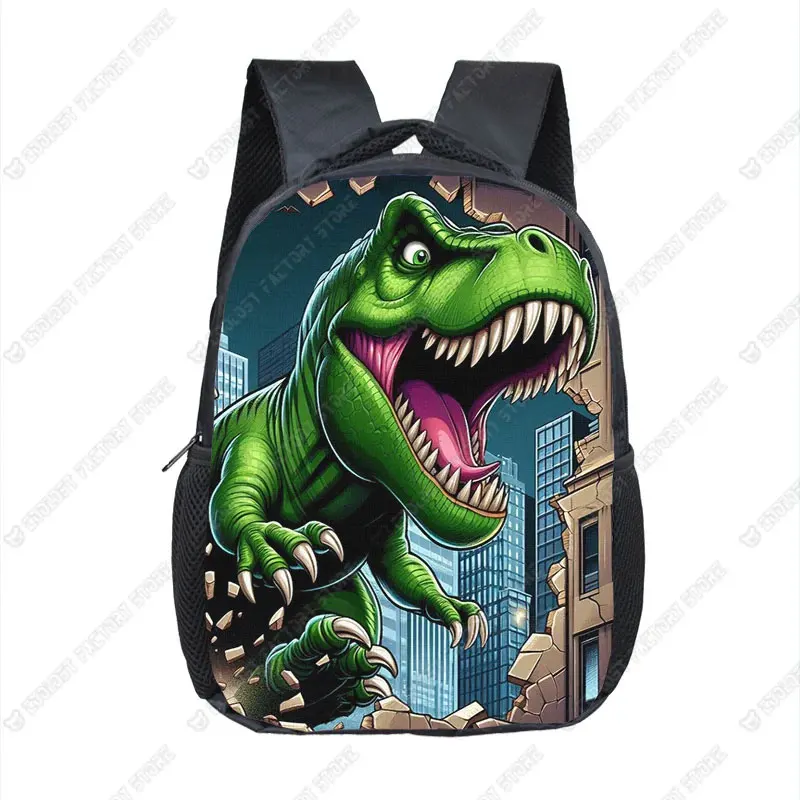 12 Inch Cartoon Dinosaur Print Children Backpack T-rex Skeleton School Bag Toddler Kindergarten Backpacks Student Book Bag Gift