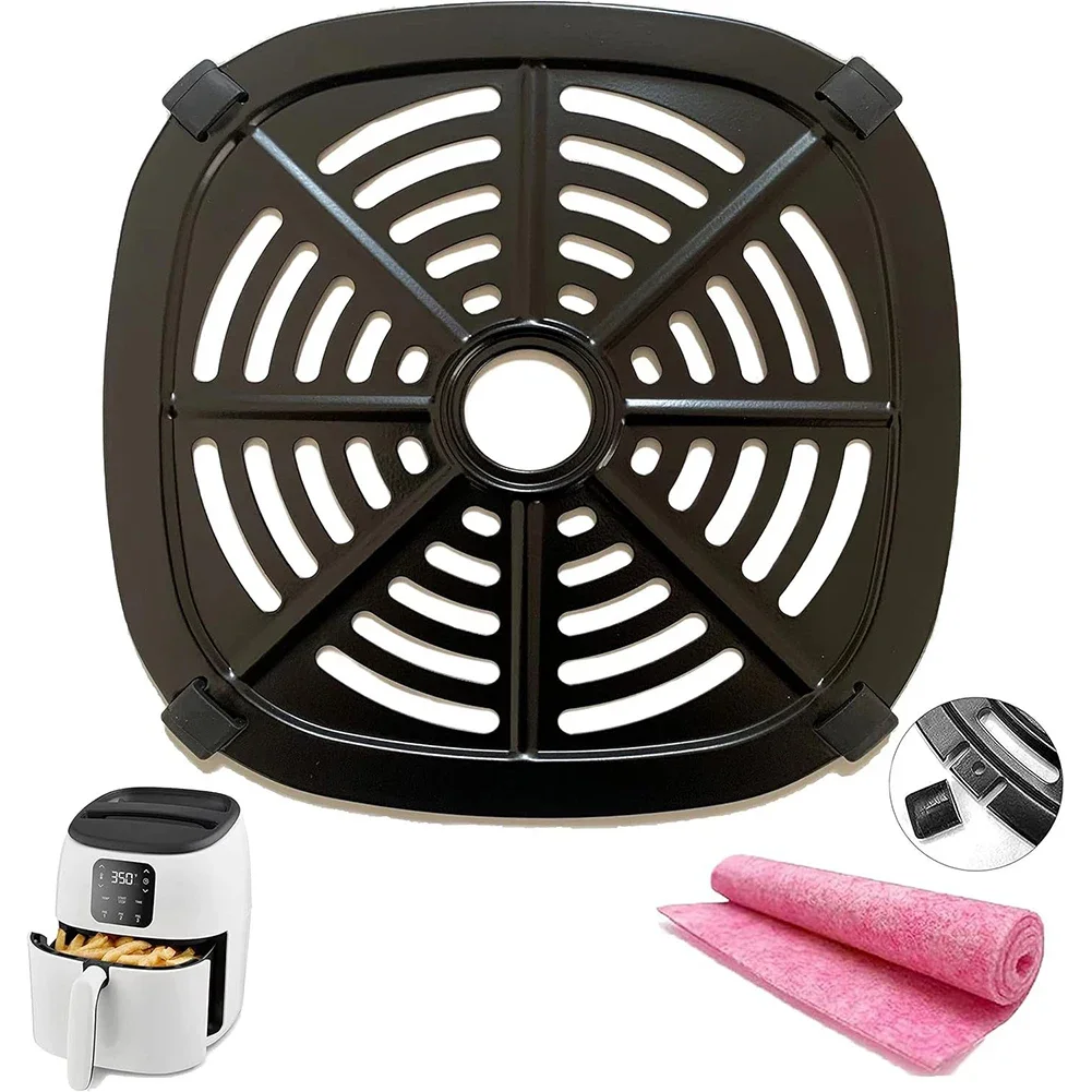

20.8x20.8cm Air Fryer Grill Pan Air Fryer Rack Grill Plate Grill Pan Tray With Rubber Bumper Air-fryer Accessories Kitchen Part