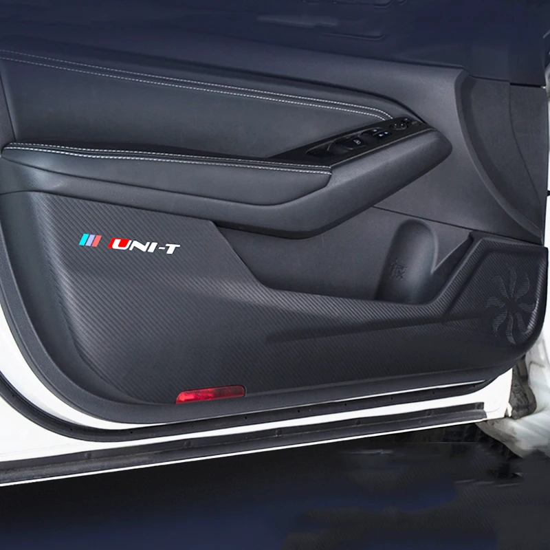 Carbon Fiber Leather Car Door Anti-kick Mat Carpet Mats for Changan UNI-T 2023 2024 Unit Accessories Interior Kit Sticker
