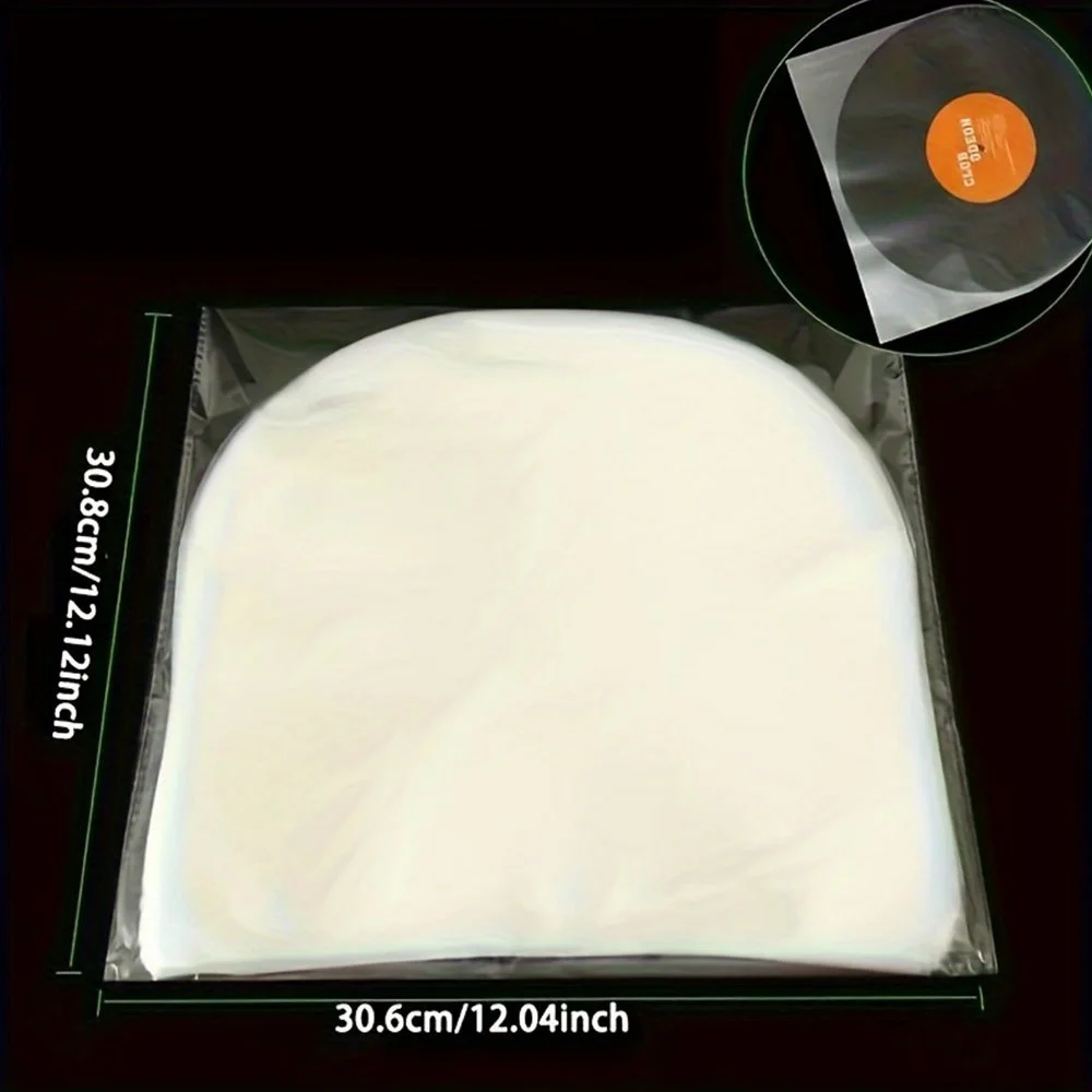 25pcs Vinyl Record Sleeves – Anti-Static Round Bottom Protective Covers for 5-12 Inch LPs, Dustproof Storage Bags, Packaging