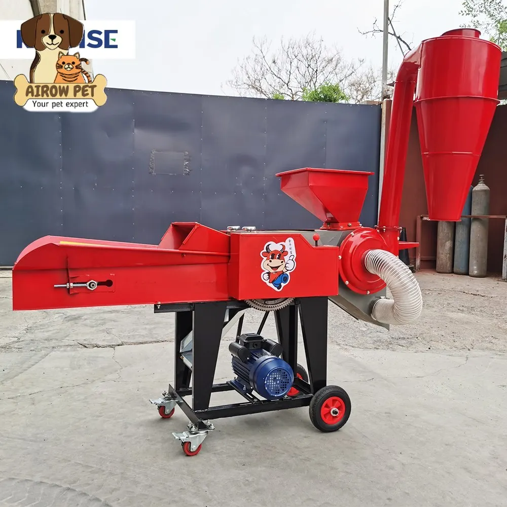 AIROW New Grass and Grain Crusher Machine Electric for Farm Use with Adjustable Output High Capacity for Forage and Feed Grain