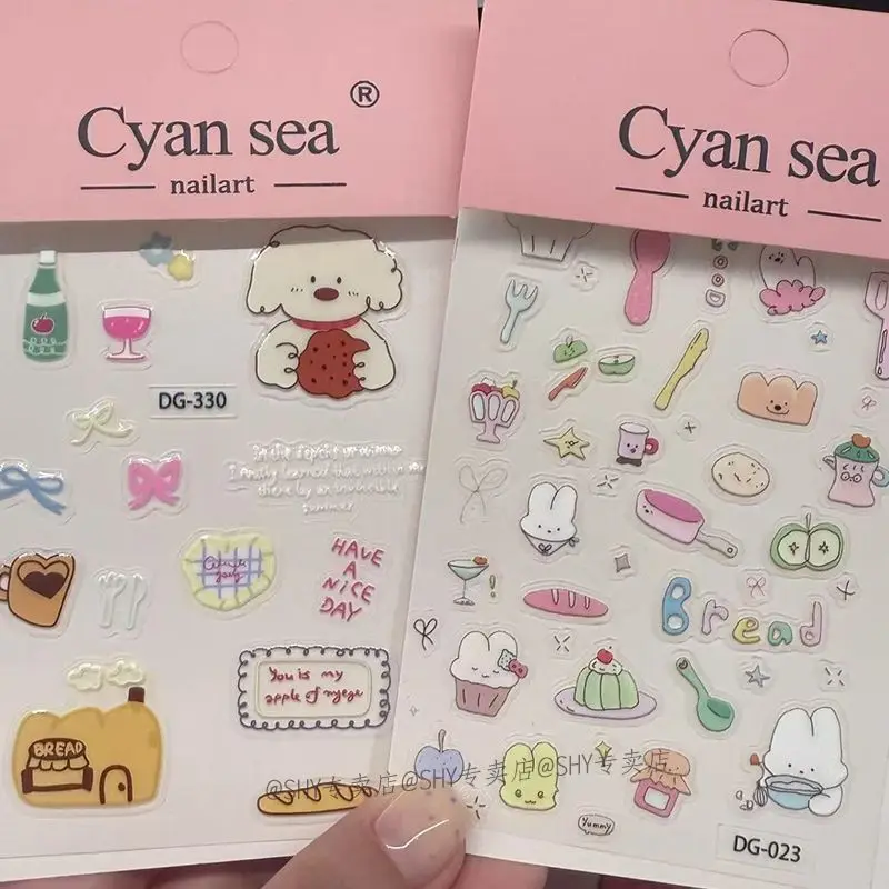 Ins Style 3D Embossed Stickers Cartoon Puppy Bow High Value for Scrapbooking Journaling Phone Case Decoden