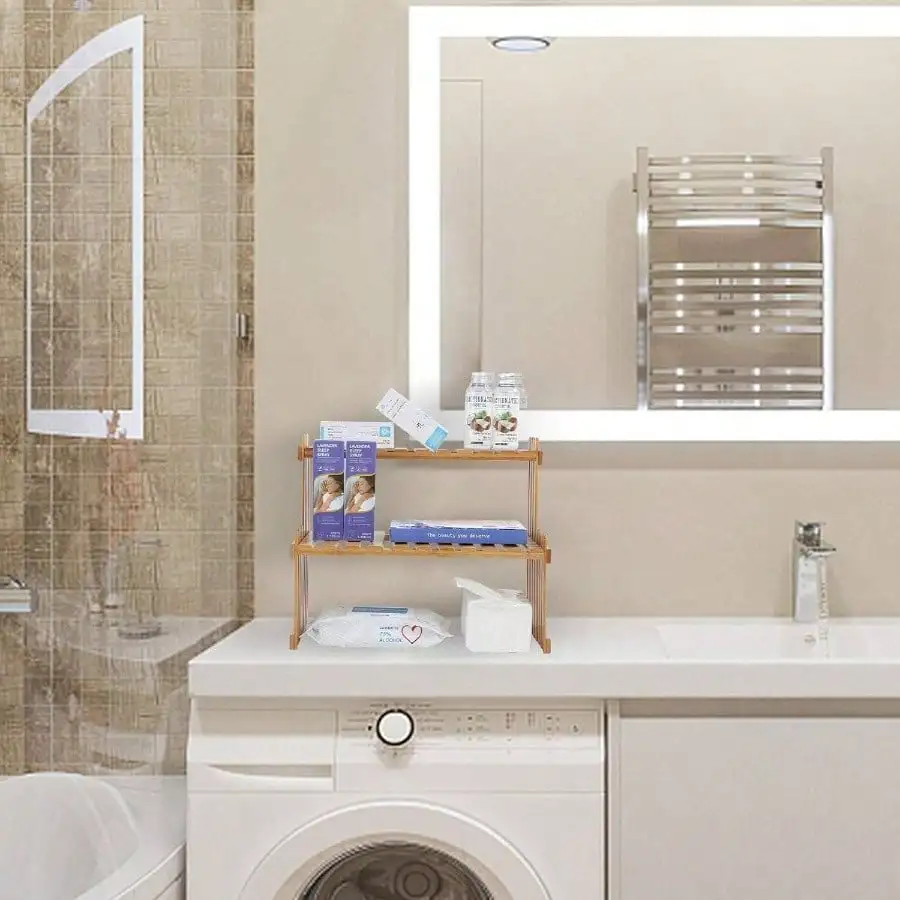 2 Tiers Plant Stand Shelf,Desk Flower Pot Holder,Adjustable Desktop Shelf Display Organizer Ladder Rack Kitchen Rack 14.6 Length