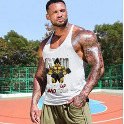 Summer Y Back Gym Stringer Tank Top Men Cotton Clothing Bodybuilding Sleeveless Shirt Running Vest Muscle Singlets Workout Tank