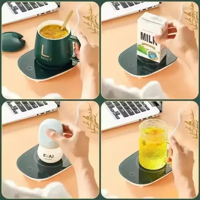 Posavasos calefactor eléctrico de 220v, almohadilla calefactora de 55 °C para café, leche y té, tazas de cerámica termostáticas Usb, taza