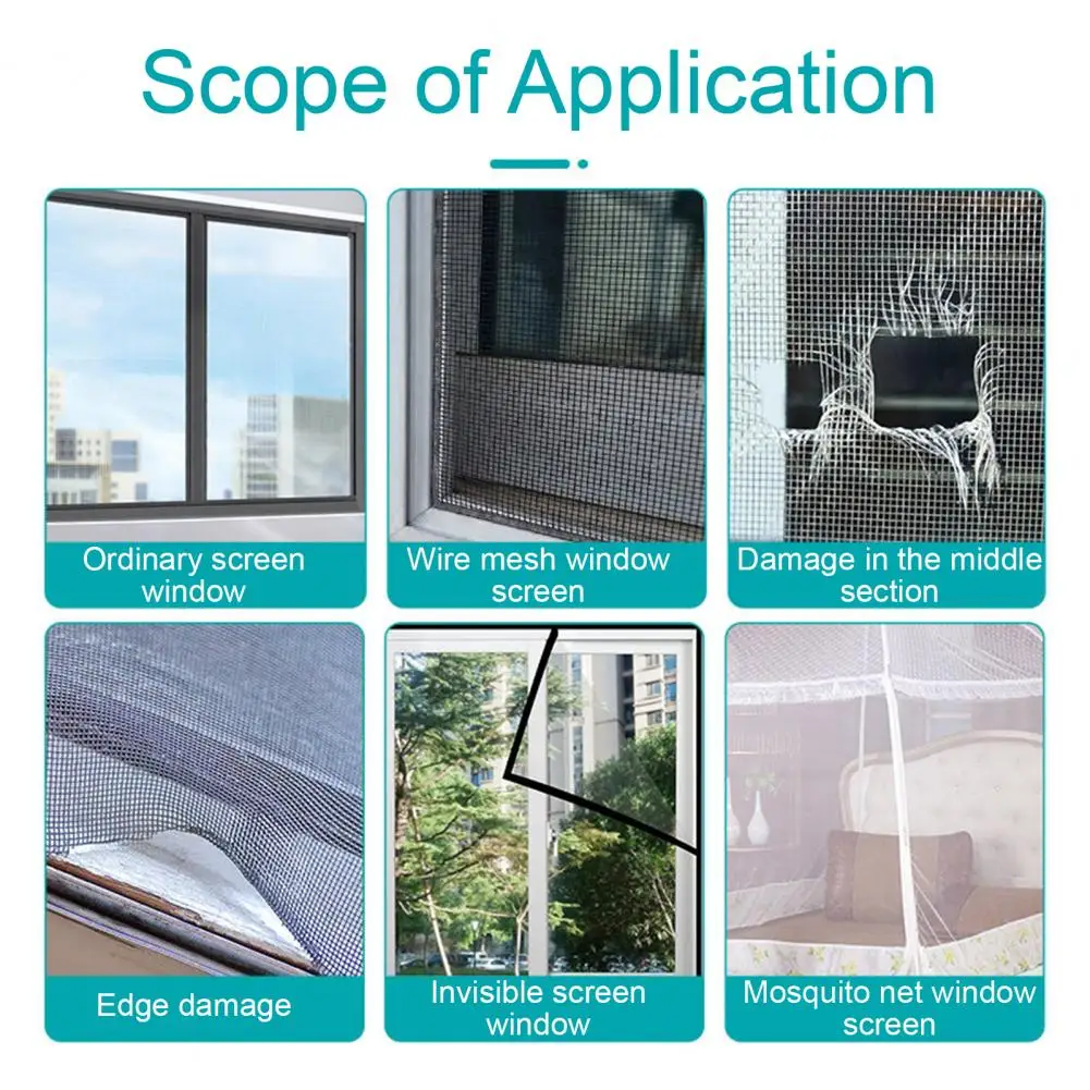 Adhesive Screen Repair Mesh Window Screen Repair Patch Strong Adhesive Mesh Tape Breathable Quick Fix for Doors Windows Durable