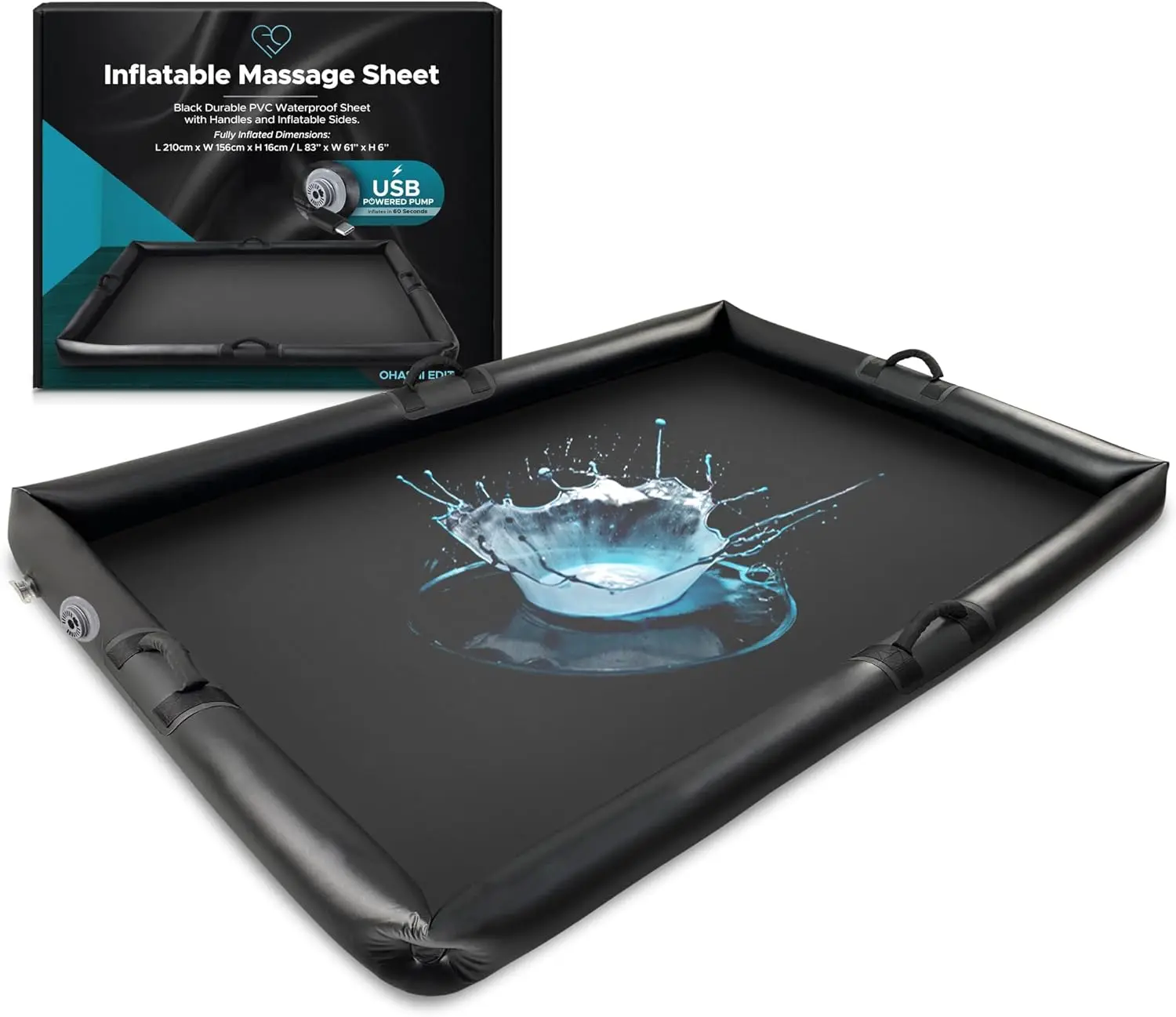 

Самонадувающийся водонепроницаемый массажный коврик из ПВХ с ручками, прочный, легко чистится, 83x61x6 дюймов