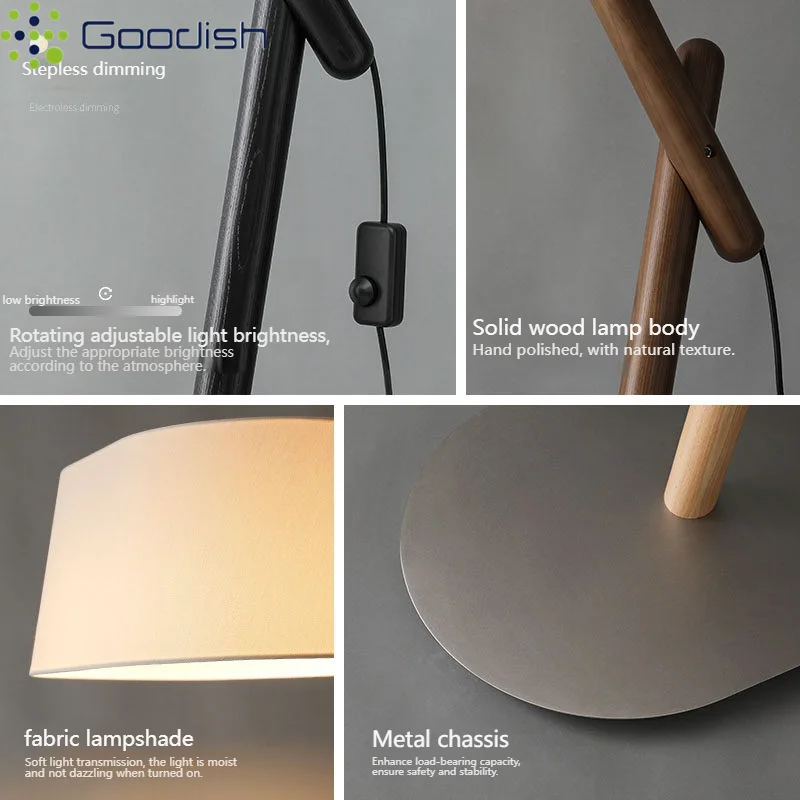 Simplicity Wabi-sabi Standing Solid Wood Wind Creative Art Lustre Lights LED Floor Lamps for Bedroom Home Decoration Chandelier