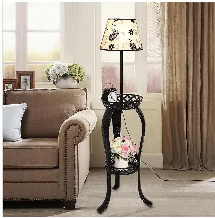 Simple modern iron led living room floor lamp bedside lamp coffee bedroom table lamp shelves creative light