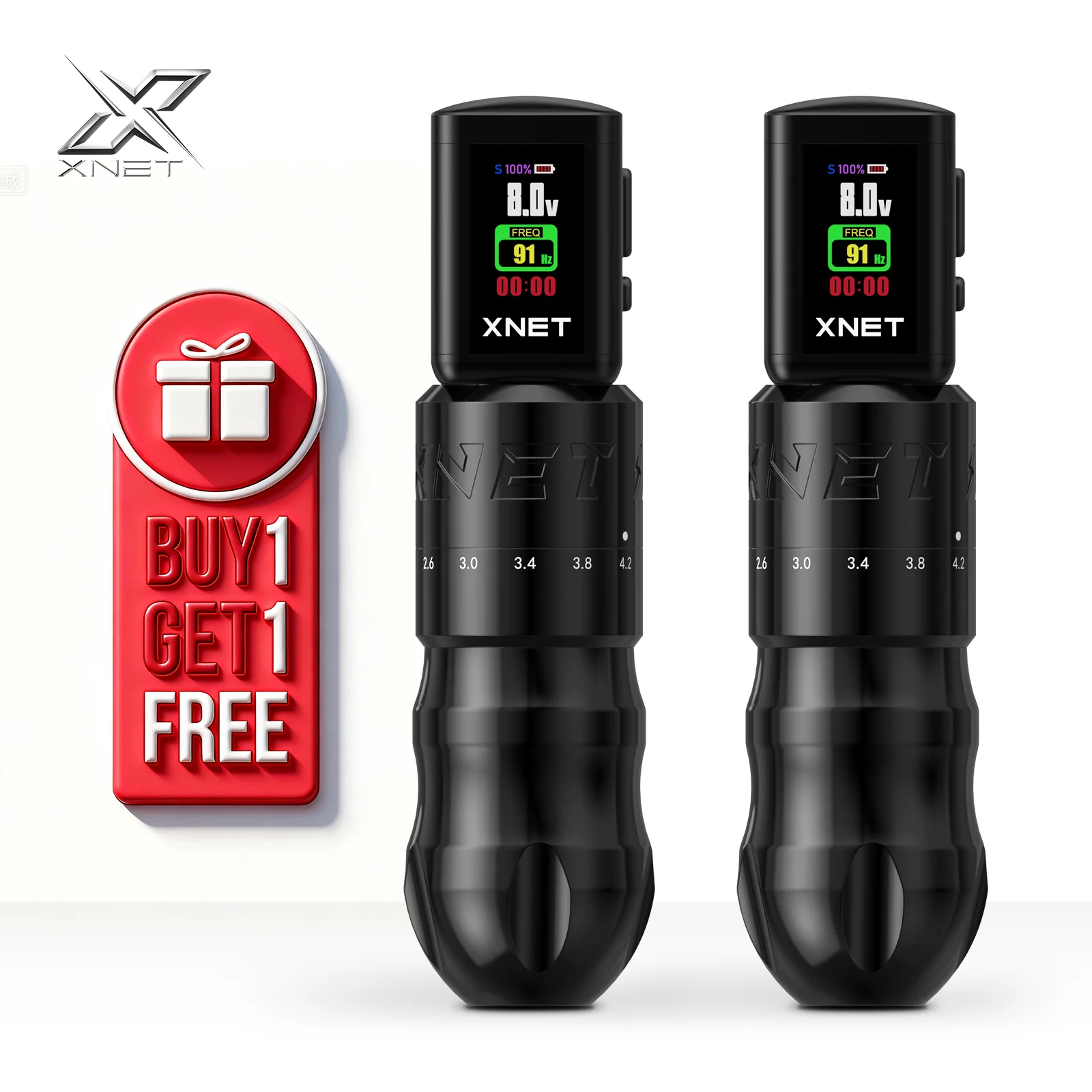 

XNET T2 Rotary Tattoo Pen With Wireless Power Supply Buy One Get One 2.0-4.2mm Adjustable Stroke Makeup Machine Pen For Tattoo