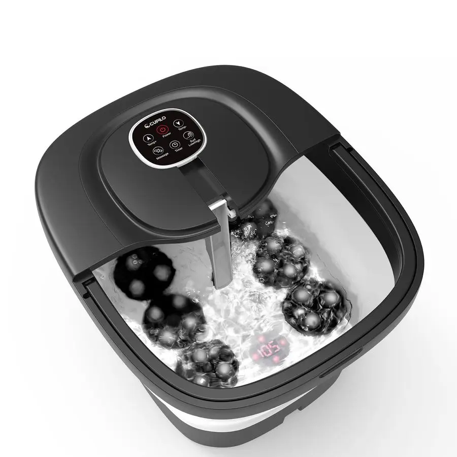 เครื่องนวดสปาแช่เท้า รุ่นปี 2025 อัพเกรด พร้อมระบบทำความร้อนหมุนเวียน, ลูกบอลนวดชิอัตสึแบบมีมอเตอร์, อ่างแช่เท้าสำหรับทำเล็บเท้า พร้อมระบบนวด