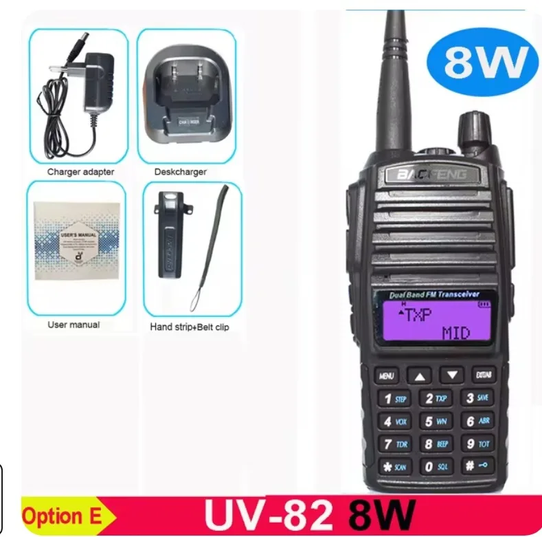 Baofeng UV 82 Dual Band  Walkie Talkie  Real 5W Ham Radio Comunicador Dual PTT Long Range 2 Way Portable FM Amateur Radio Statio