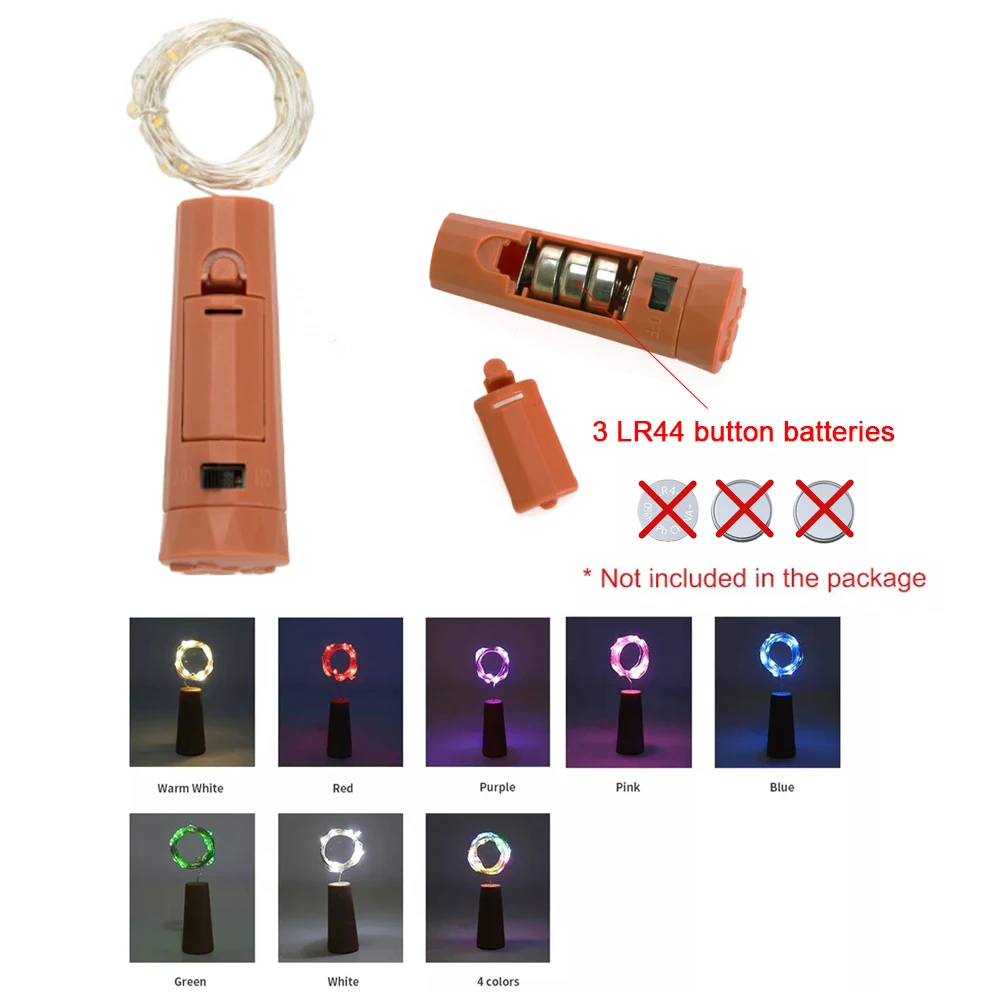Led string luz garrafa de vinho cortiça luzes de fadas guirlandas lâmpada do feriado casamento barra decoração natal fio cobre luzes da corda