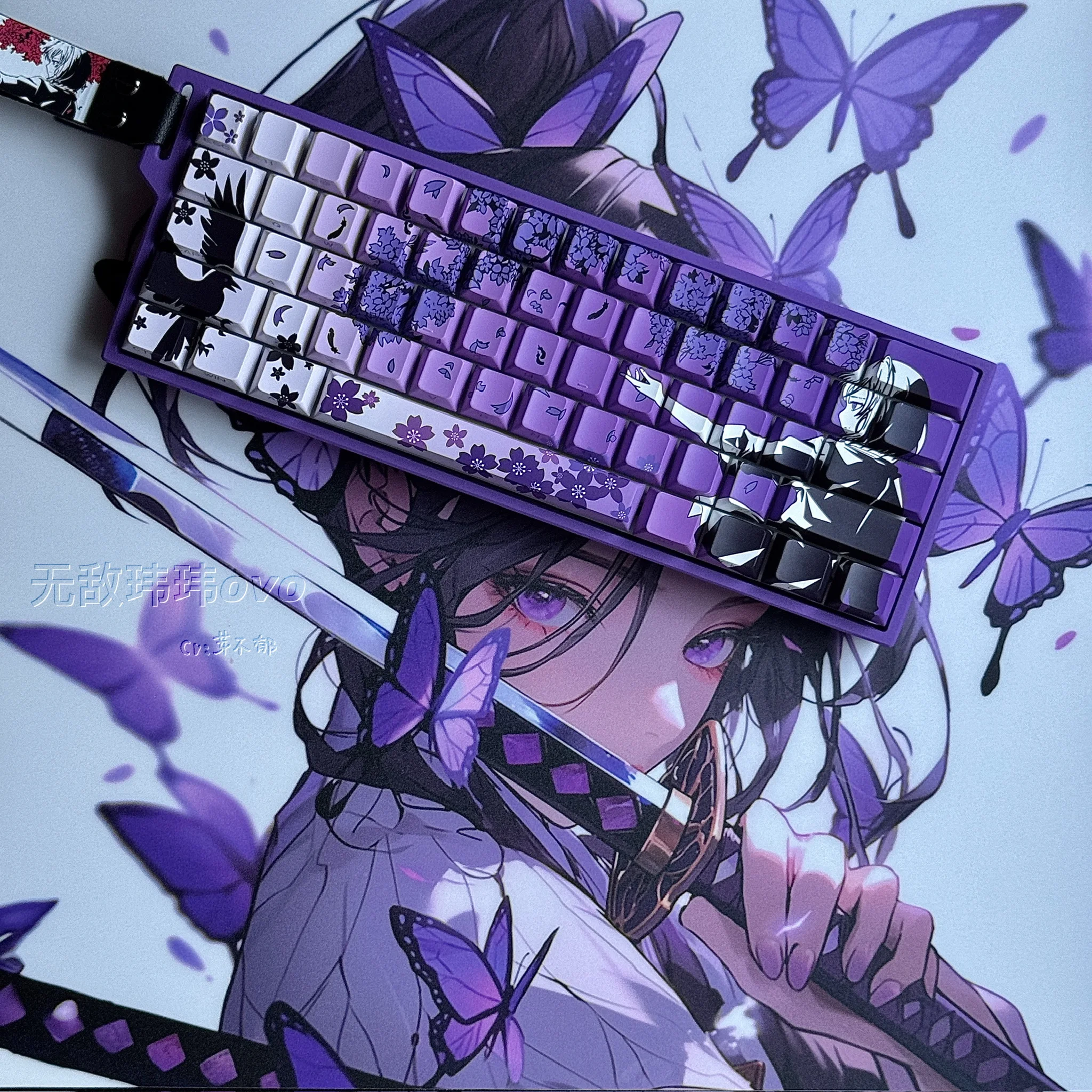 

Original height keycaps New boxed full color Sakura column side engraved keycaps Hot sublimation PBT material