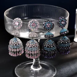 Bilincolor Black Card Heavy Industry Micro Inlaid Zircon Wind Chime Earrings for Women