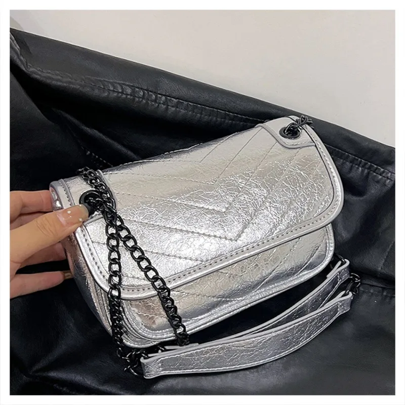 PU Material Summer Hot Sale 2024 Versatile Shoulder Bag Car Seam Chain Solid Color Fashion Crossbody Bag Soft Cover Handbag