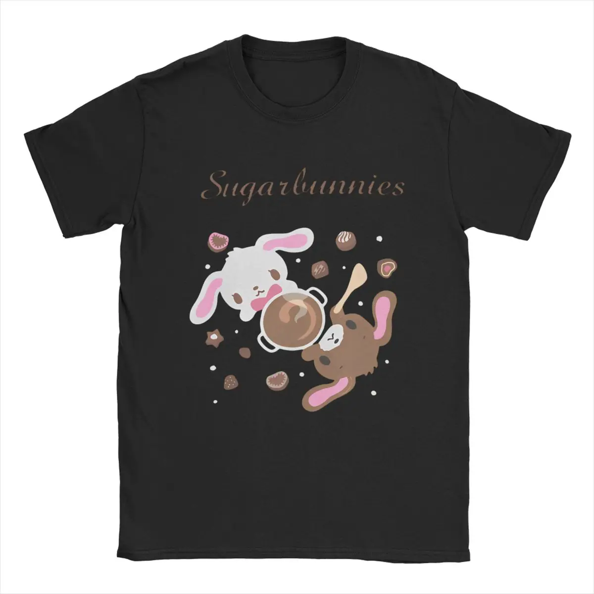 Sugarbunnies Cutecore Jojifuku Sugar Bunnies Shirousa And Kurousa T Shirts Pure Cotton Tops Short Sleeve O Neck T-Shirts