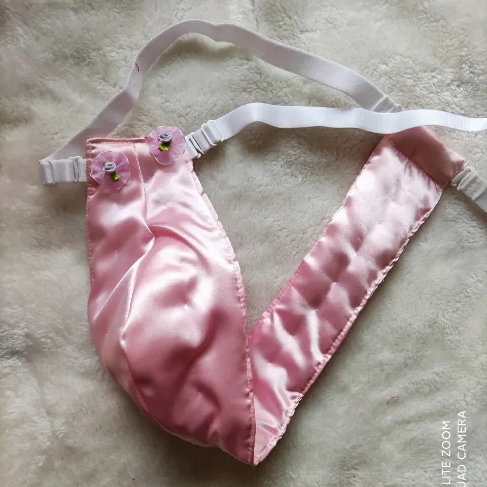 Handmake Man's Silky Soft Pink T-briefs Live Show Dance Private Party Sexy Costume Panty Handmake FKK(size big)